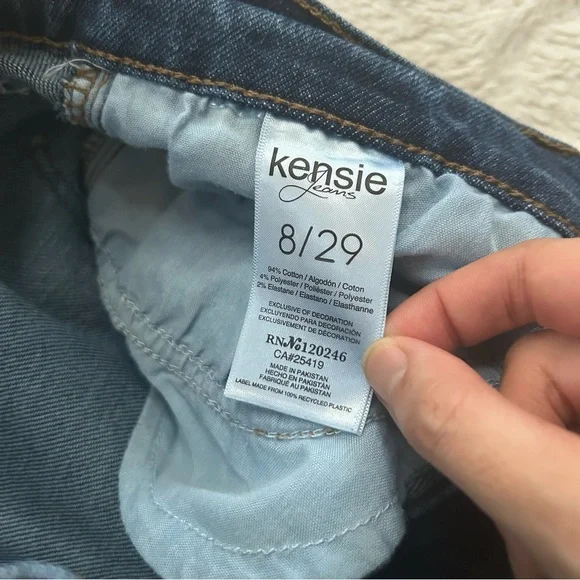 Kensie The Slim Straight Dark Blue Ankle Raw Hem Cropped Jeans - Picture 3 of 9